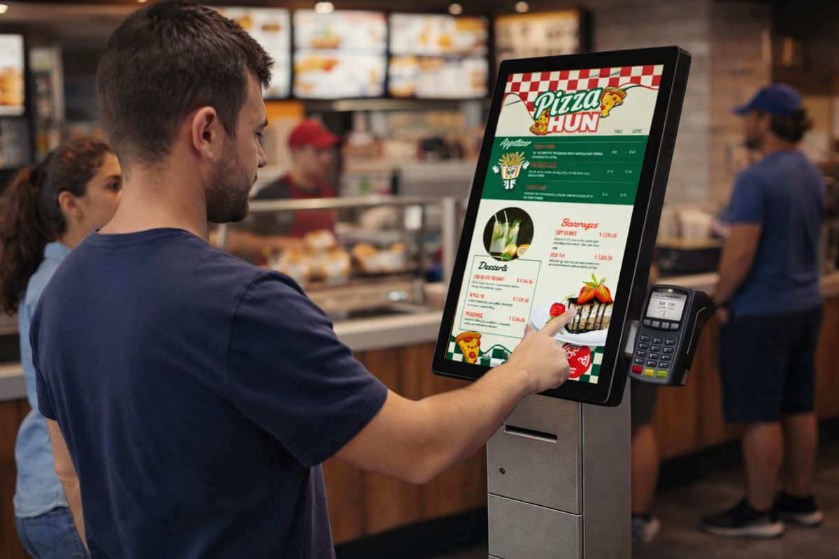 Unisign Rize 21.5 inch self order kiosk in use